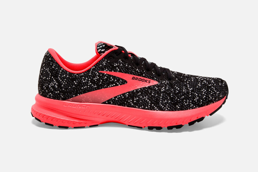 Brooks Launch 7 Womens Australia - Road Running Shoes - Black/Coral/White (079-YEJSN)